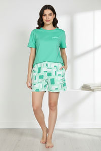 Zivame 2 Mile Fashion Knit Cotton Loungewear Set - Brook Green — thumbnail 4